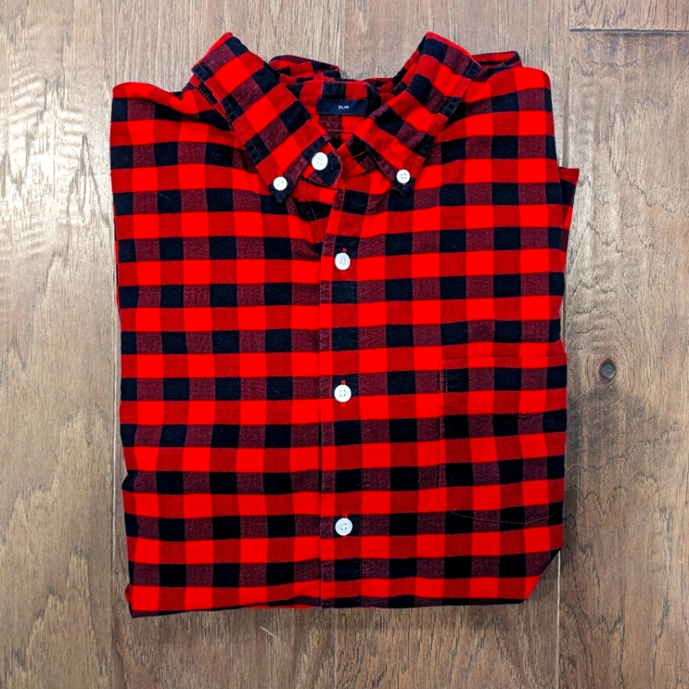 Men's J. Crew Slim Buffalo Plaid Oxford Shirt XL